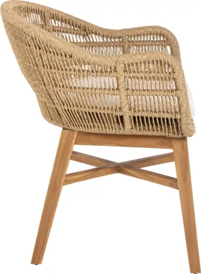 Karrige LAMORA FH9826 dru teak-litar sintetik-jastëk 60x61x78H cm