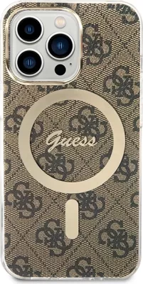 Set mbështjellës Guess GUBPP13LH4EACSW me karikues wireless për iPhone 13 Pro, 4G Print, kafe