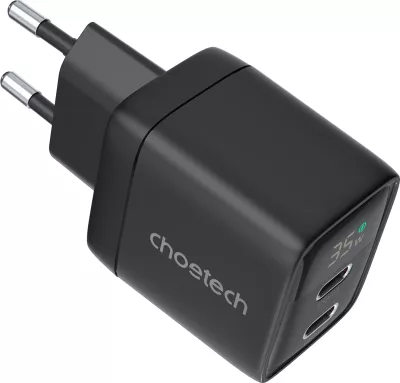 Karikues muri Choetech PD6051, 35W, 2x USB-C, me ekran, zi