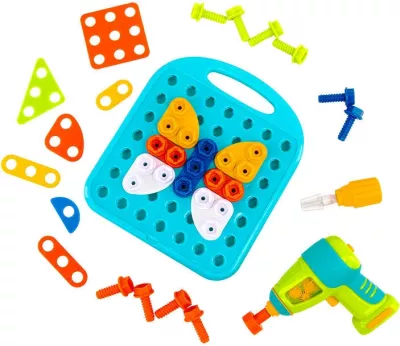 Set ndërtimi edukativ Learning Resources Design & Drill Shapes Workshop EI-4107 për fëmijë, shumëngjyrësh