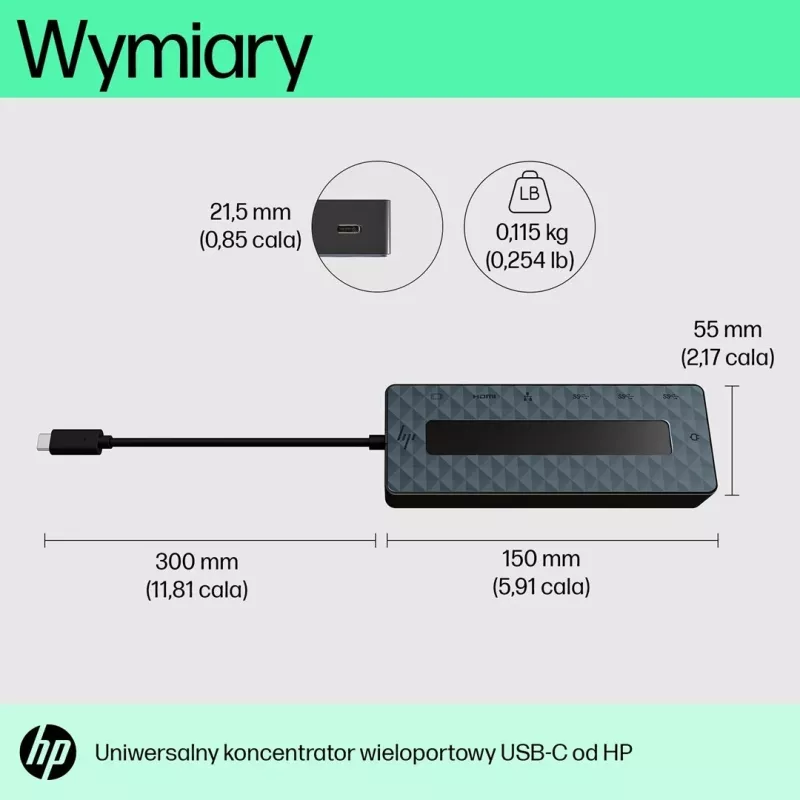 Hub HP universal, Ethernet LAN, 7 porte, USB-C, i zi