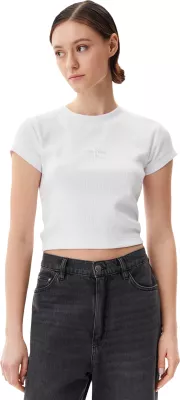 Maicë për femra Calvin Klein Jeans MONOGRAM BABY TEE LV047AB802, e bardhë