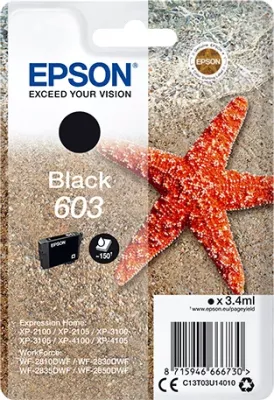 Bojë printeri, Epson, 603 C13T03U14010, 3.4 ml, deri 150 faqe, e zezë