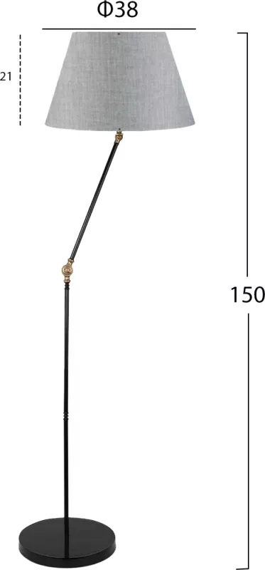 Llambë dyshemeje metalike, ngjyrë e zezë dhe gri, FH7611.02, Φ38x150 cm