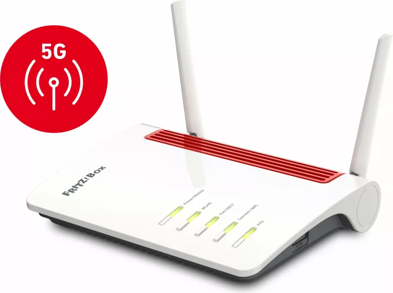 Router tavoline AVM FRITZ!Box 6850 5G, Wi-Fi 5 (802.11ac), Dual-band (2.4 GHz / 5 GHz), Ethernet LAN, 3G, i zi, i kuq, i bardhë