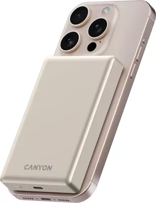 Power bank CANYON OnPower 510 10000 mAh PD 20W magnetik (MagSafe) wireless 15W, Beige
