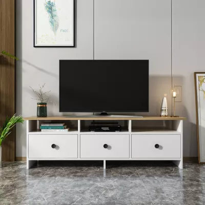 Set mobiljesh për dhomë dite, Skye Decor, Oslo, ngjyrë e bardhë dhe lis