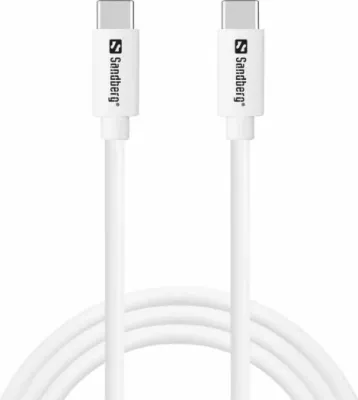 kabllo karikimi USB-C Sandberg 136-52, 1 m, PD 65 W, USB 3.1 Gen 1, e bardhë