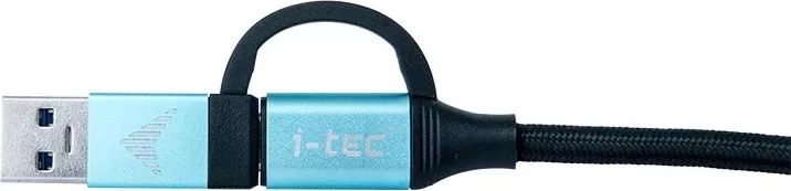 Kabllo USB-C në USB-C me adapter USB 3.0 i-tec, 1m, 10 Gbit/s, e zezë/blu