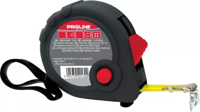 Metër shirit PROLINE 20137 7.5m/25mm me grep magnetik, zi/kuqe