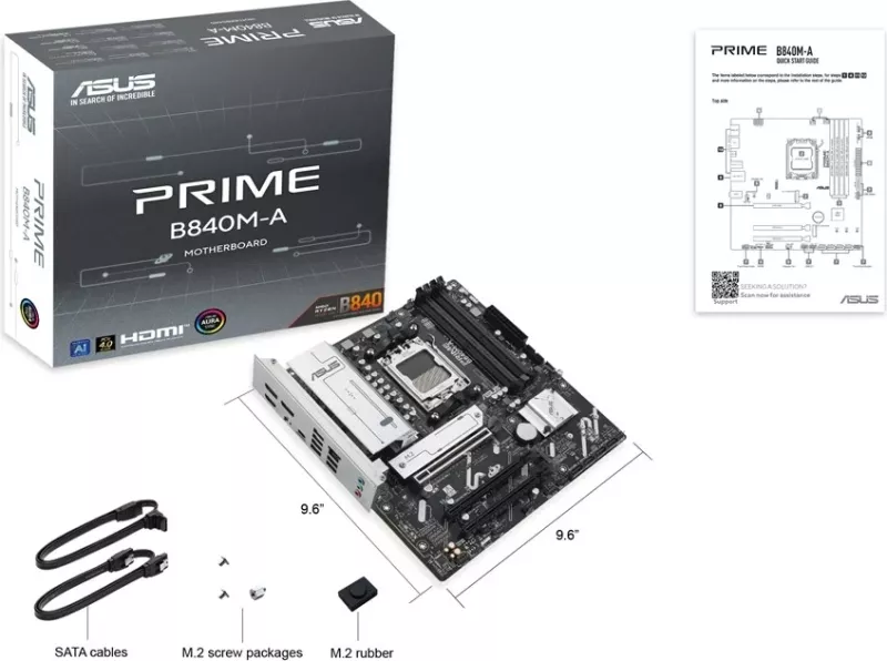 Pllakë amë ASUS PRIME B840M-A-CSM, Socket AM5, micro ATX, Gri
