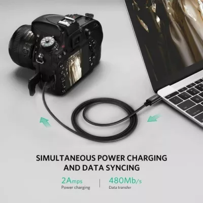 Kabllo USB-C (M) në Mini USB 5-Pin (M), UGREEN 50445, 1m, USB 2.0 480Mbps, e zezë, polybag