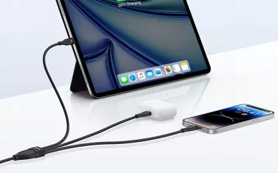 Kabllo USB-C Baseus Flash Series 3 3-në-1 100W 1.5 m (2x USB-C + Lightning), e zezë
