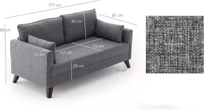 Divan dy ulëse, Atelier del Sofa, Bella, ngjyrë gri