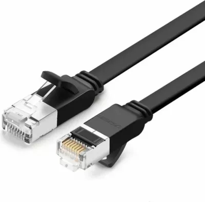 Kabllo rrjeti LAN UGREEN 50184 Cat6 UTP flat 1m RJ45, e zezë, 1 copë (polybag)