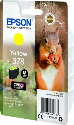 Toner Epson Squirrel 378 Claria Photo HD, verdhë, 4.1ml, standard yield