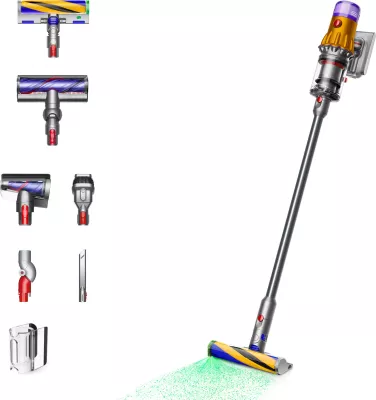 Fshesë me korrent Dyson V12 Detect Slim Absolute, 0.35 L, LCD, Nickel, Yellow