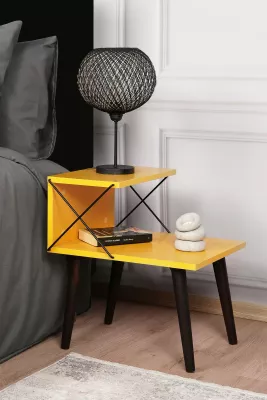 Komodinë anës krevati Hanah Home, Cross, e verdhë