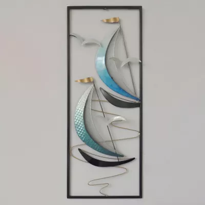 Dekor metalik për mur, FH7185, ngjyrë blu e zezë, 28,5x3x74,5 cm
