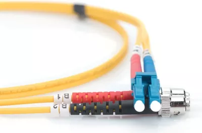 Kabëll optik Digitus patch cord singlemode OS2, LC në ST, 2m, verdhë