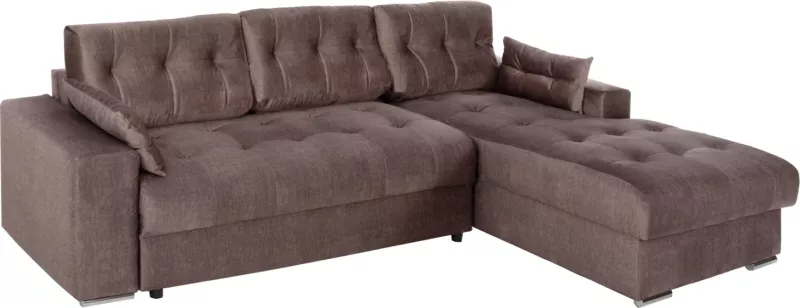 Divan qoshe me shtrat dhe hapësirë ruajtëse, CLANCY, FH3281.03R, pëlhurë kafe, 308x181x92H cm