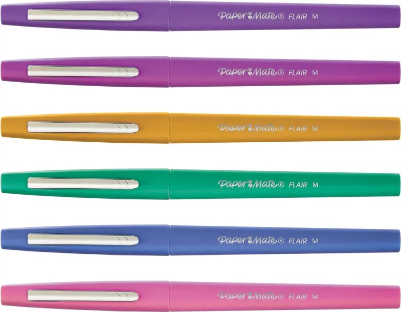 Set stilolapsa PaperMate Flair, 6 ngjyra, majë 1mm, multikolor