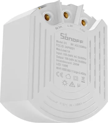 Switch i mençur Sonoff D1 me telekomandë RM433R2, Wi-Fi, i bardhë