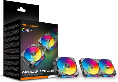 Ventilator kase Cougar Apolar 120 ARGB, 3 copë, 120mm, zi