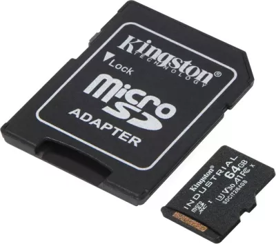 Kartelë memorie Kingston Industrial MicroSDXC 64 GB me adapter, e zezë