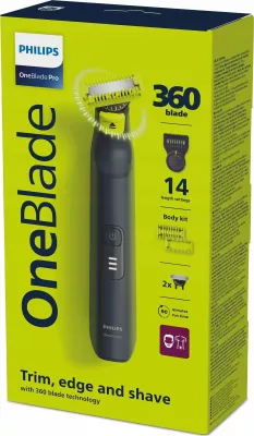 Makinë rroje Philips OneBlade Pro 360 QP6542/15, 14 nivele, 0.4-10 mm, bateri 90 min, e zezë