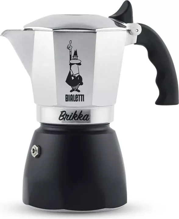 Moka pot Bialetti Brikka, 2 filxhanë, 0.1L, Alumini, E zezë