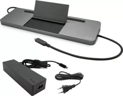 Doking stacion i-tec USB-C Metal Ergonomic 4K 3x Display, DP HDMI VGA LAN Audio, Power Delivery 85W, me karikues universal 100W