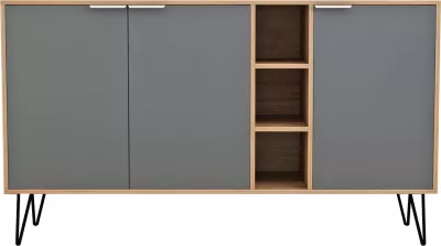 Bufe CABRON FH8874.11 melaminë, këmbë metalike të zeza, 142x40x83H cm