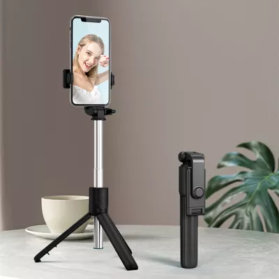 Selfie stick Hurtel WRY1S me tripod, për telefon, 67 cm, e zezë