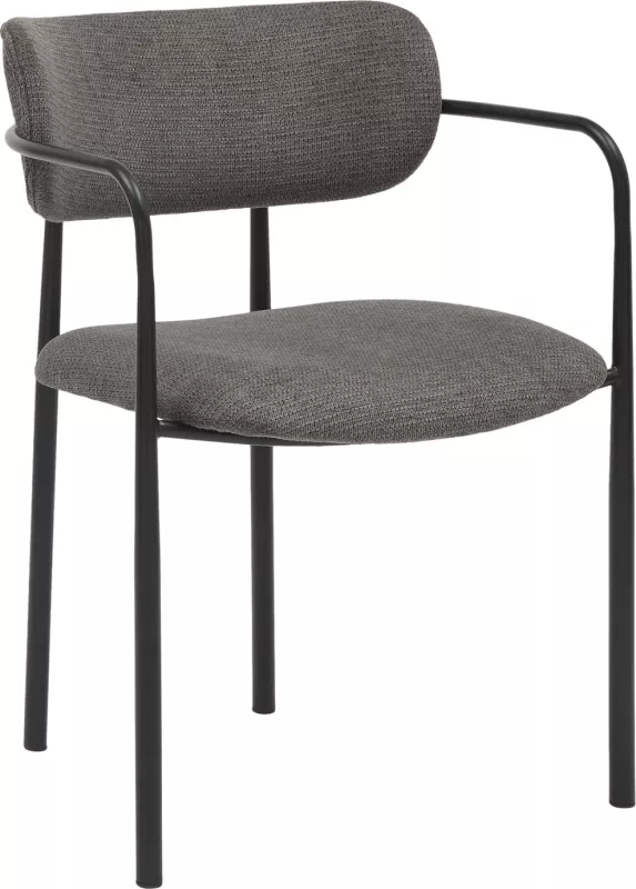 Karrige për ngrënie KRITTER FH9994.02 metal i zi-pëlhurë gri e errët 58x53x76Hcm, set prej 2 copash
