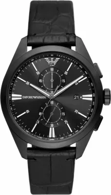 Orë dore për meshkuj Emporio Armani, e zezë