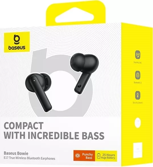 Kufje Baseus Bowie E17, True Wireless Stereo (TWS), USB Type-C, Bluetooth, Zi