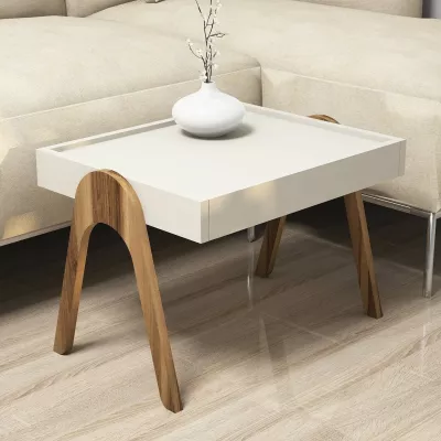 Set tavolinash të vendosshme Hanah Home, Roma, ngjyrë arre dhe krem (3 copë)