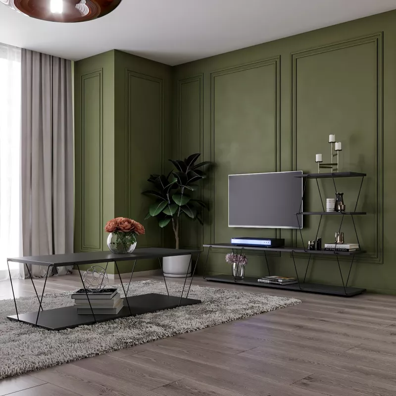 Set mobiljesh për dhomë dite Hanah Home, Basak, antracit