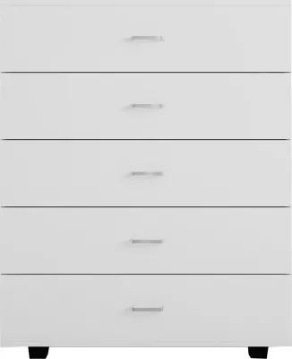 Komodinë melamine THORG FH8995.03 me 5 sirtarë të bardhë 80Χ40Χ100Hcm
