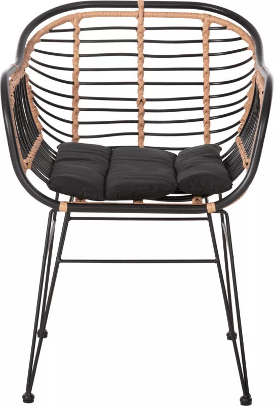 Karrige për jashtë ALLEGRA FH5663.11, kornizë metalike-P.E.RATTAN, ngjyrë bezhë dhe e zezë, 58x59x81H cm
