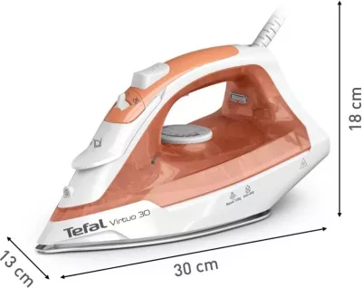 Hekur Tefal Virtuo 30 FV2C40E0 2000 W, pllakë qeramike, avull/dry, Peach/White