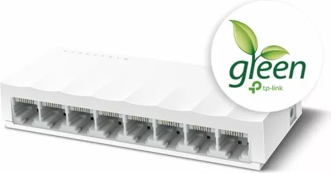 Switch TP-LINK LS1008, 8-port 10/100Mbps, i bardhë thumbnail 4