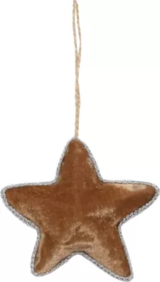 Dekor yll për Krishtlindje, material poli-shkumë dhe tekstil, ngjyrë ari, 11x11cm