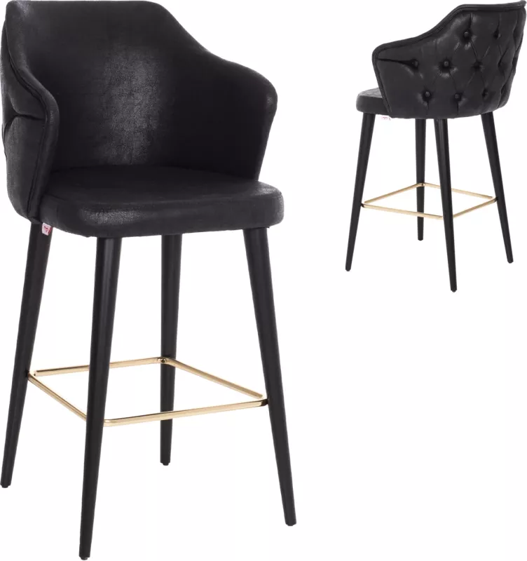 Karrige për bar profesionale FH9281.14, lloj NUBUCK, dru i zi, 50x62x108,5H cm
