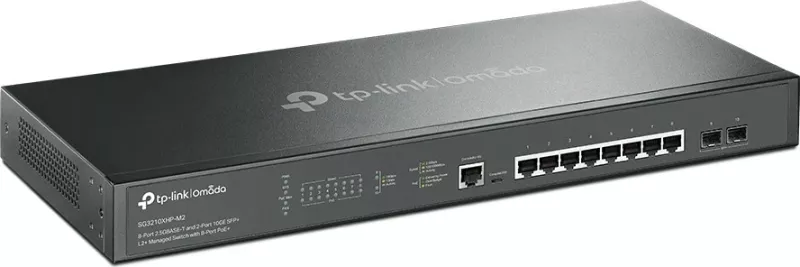 Switch TP-Link Omada 8-Port 2.5GBASE-T dhe 2-Port 10GE SFP+, Managed, L2+, 2.5G Ethernet, PoE+, Rack mounting, 1U