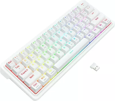 Tastierë mekanike Redragon Draconic V2 K730W-RGB-PRO, 60%, RGB, wireless/wired, e bardhë