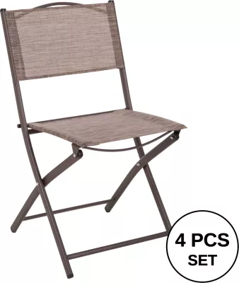 Karrige e palosshme për jashtë, MAG FH5971.02, metal ngjyrë kafe-tekstilen kafe, 45x51x81H cm., set prej 4 copë