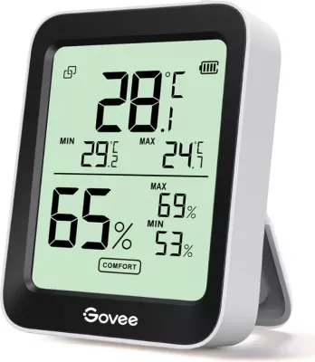 Termometër-higrometër Bluetooth Govee H5075, ekran LCD, memorie 20 ditë, bardhë/zi