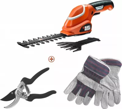 Gërshërë pa kabllo për bar e shkurre Black&Decker GSL700KIT 7V 1.2Ah, set me gërshërë krasitëse + doreza